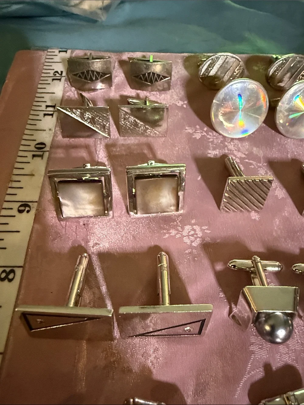 Silver-Tone Men’s Cufflinks Set in Mixed Colors